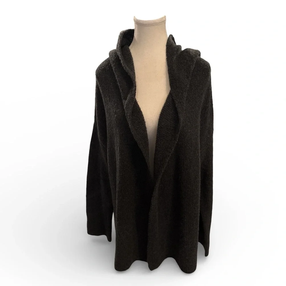 360 Cashmere Brystl Hooded Cardigan Charcoal 100% Cashmere Sz M